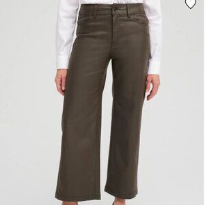Chico's Coated Wide Leg Cropped Denim Jeans Mink Taupe Size 3 / 16 Brown